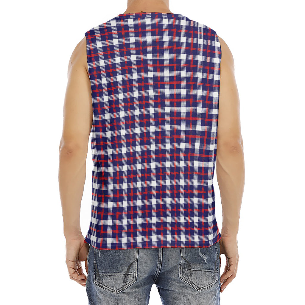 American Patriotic Plaid Print Men's Fitness Tank Top