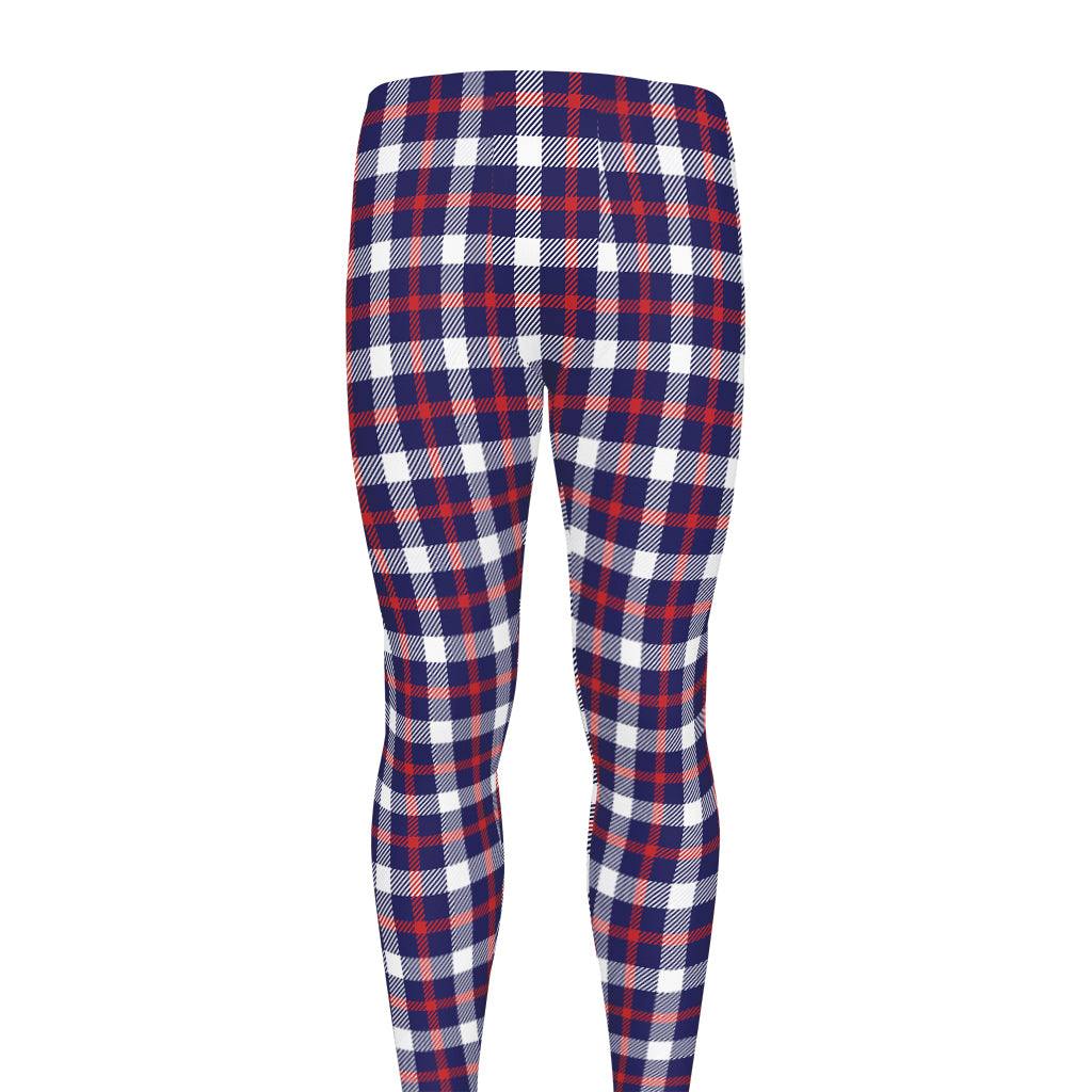 American Patriotic Plaid Print Men's leggings