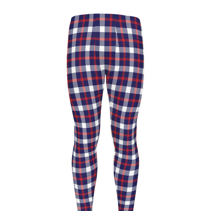 American Patriotic Plaid Print Men's leggings