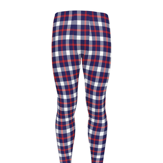 American Patriotic Plaid Print Men's leggings