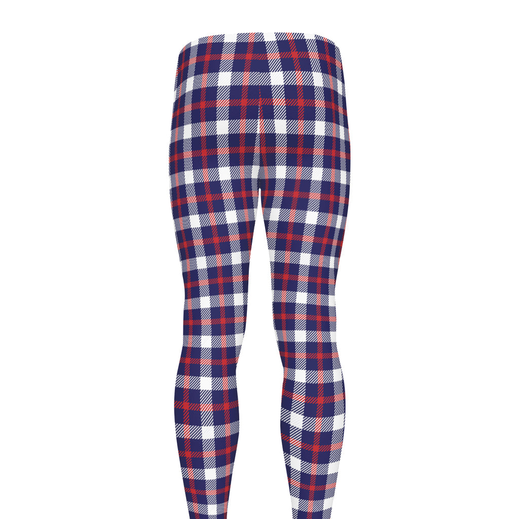 American Patriotic Plaid Print Men's leggings
