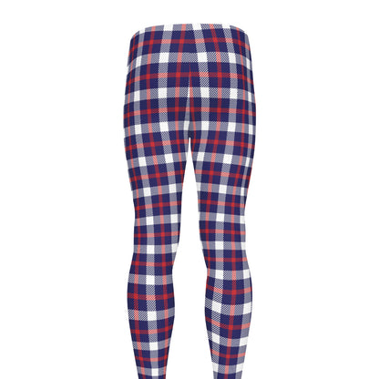 American Patriotic Plaid Print Men's leggings