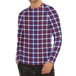 American Patriotic Plaid Print Men's Long Sleeve Rash Guard