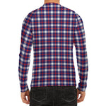 American Patriotic Plaid Print Men's Long Sleeve Rash Guard