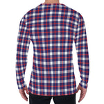 American Patriotic Plaid Print Men's Long Sleeve T-Shirt