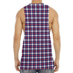 American Patriotic Plaid Print Men's Muscle Tank Top