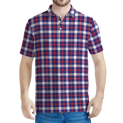 American Patriotic Plaid Print Men's Polo Shirt
