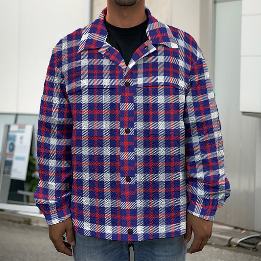 American Patriotic Plaid Print Men's Shirt Jacket