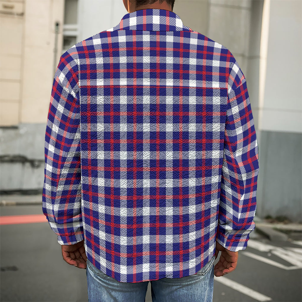 American Patriotic Plaid Print Men's Shirt Jacket