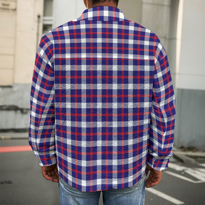 American Patriotic Plaid Print Men's Shirt Jacket