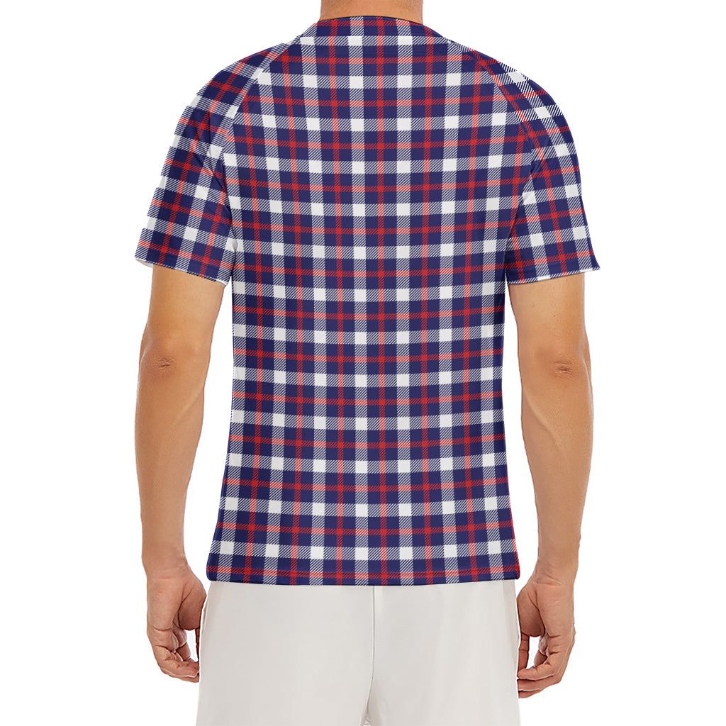 American Patriotic Plaid Print Men's Short Sleeve Rash Guard