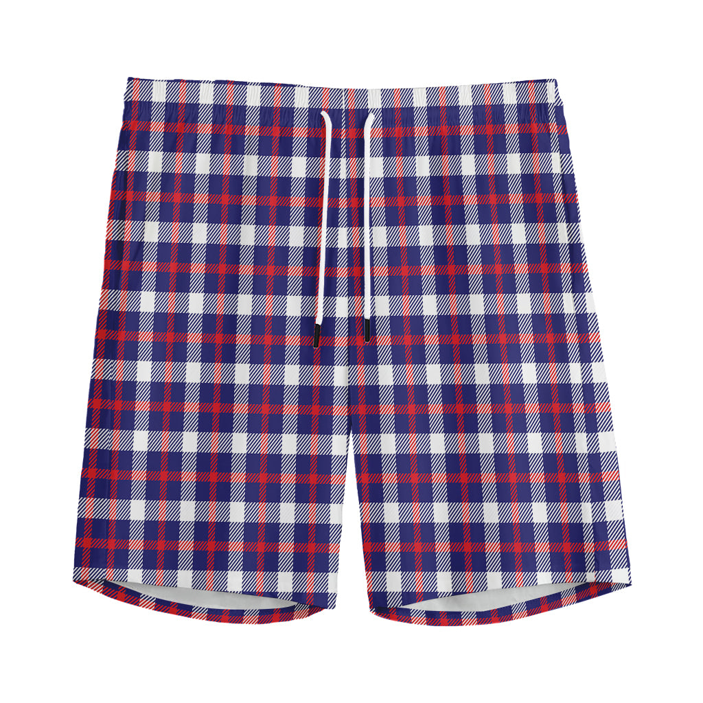 American Patriotic Plaid Print Men's Sports Shorts