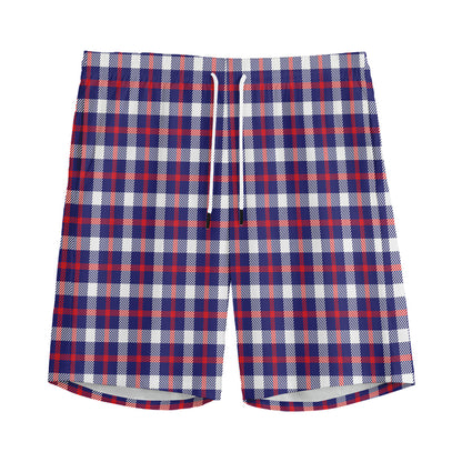 American Patriotic Plaid Print Men's Sports Shorts