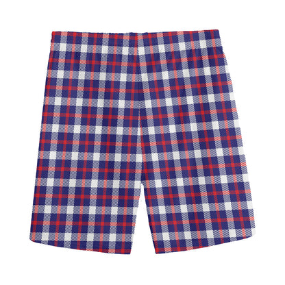 American Patriotic Plaid Print Men's Sports Shorts