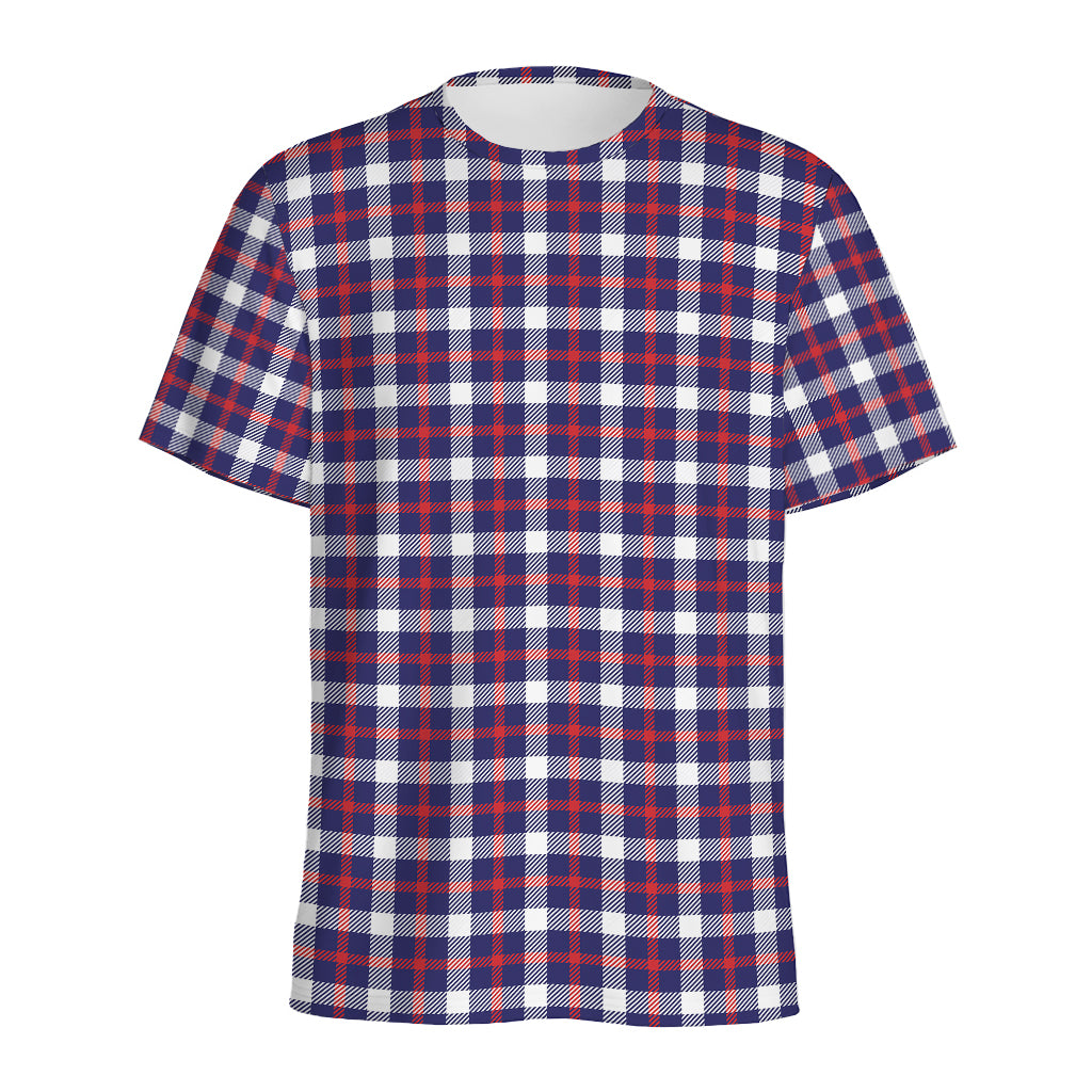 American Patriotic Plaid Print Men's Sports T-Shirt