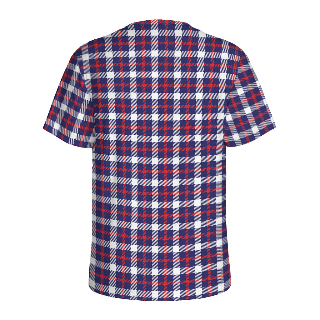 American Patriotic Plaid Print Men's Sports T-Shirt