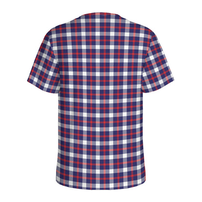 American Patriotic Plaid Print Men's Sports T-Shirt
