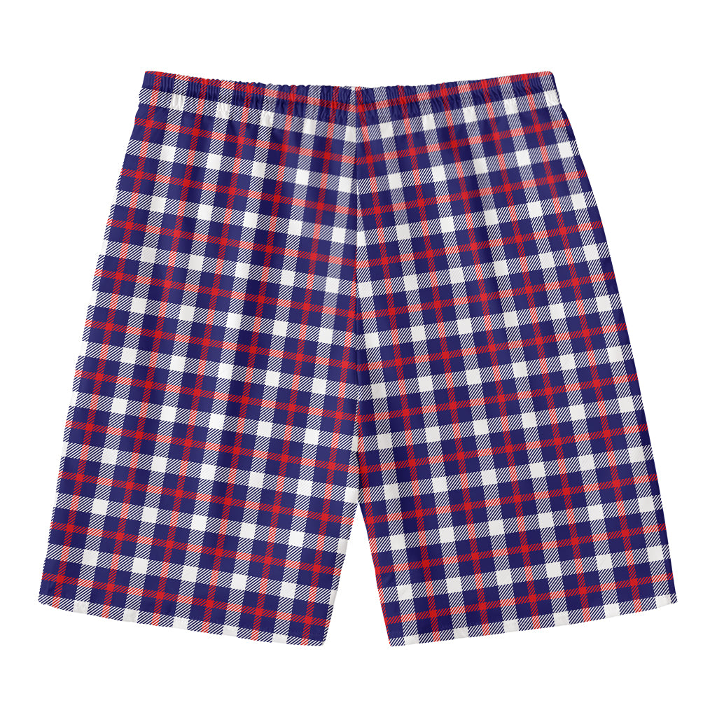 American Patriotic Plaid Print Men's Swim Trunks
