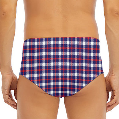 American Patriotic Plaid Print Men's Triangle Swim Briefs