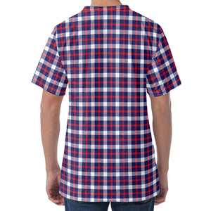 American Patriotic Plaid Print Men's Velvet T-Shirt