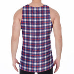 American Patriotic Plaid Print Men's Velvet Tank Top