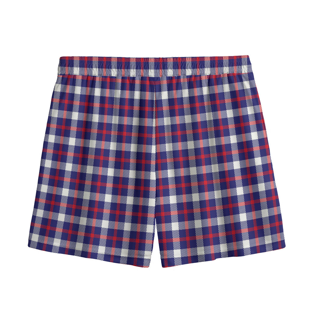 American Patriotic Plaid Print Mesh Shorts