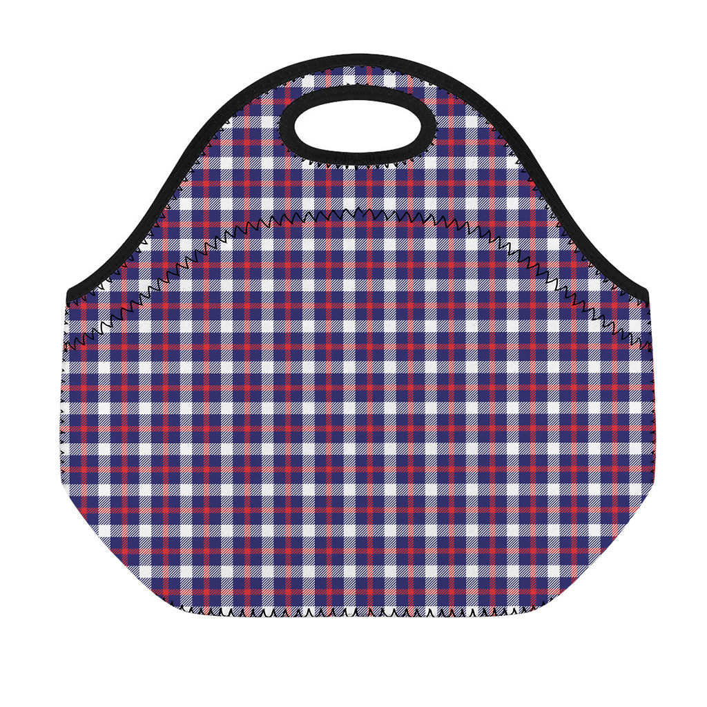 American Patriotic Plaid Print Neoprene Lunch Bag