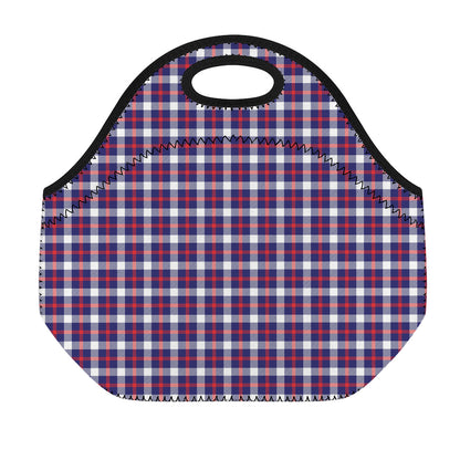 American Patriotic Plaid Print Neoprene Lunch Bag