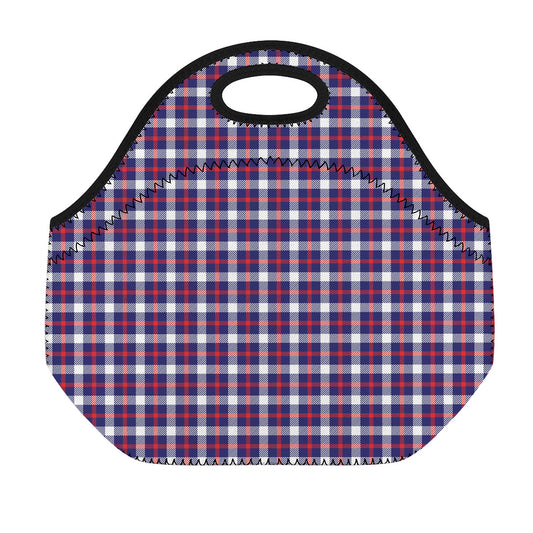 American Patriotic Plaid Print Neoprene Lunch Bag