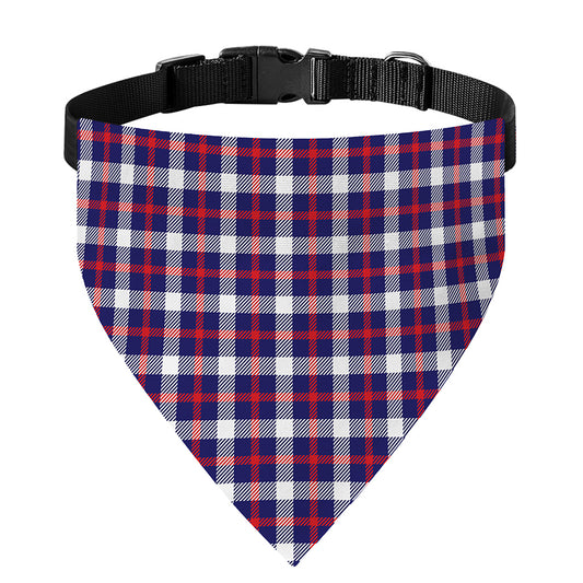 American Patriotic Plaid Print Over The Collar Dog Bandana