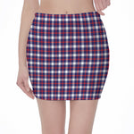 American Patriotic Plaid Print Pencil Mini Skirt