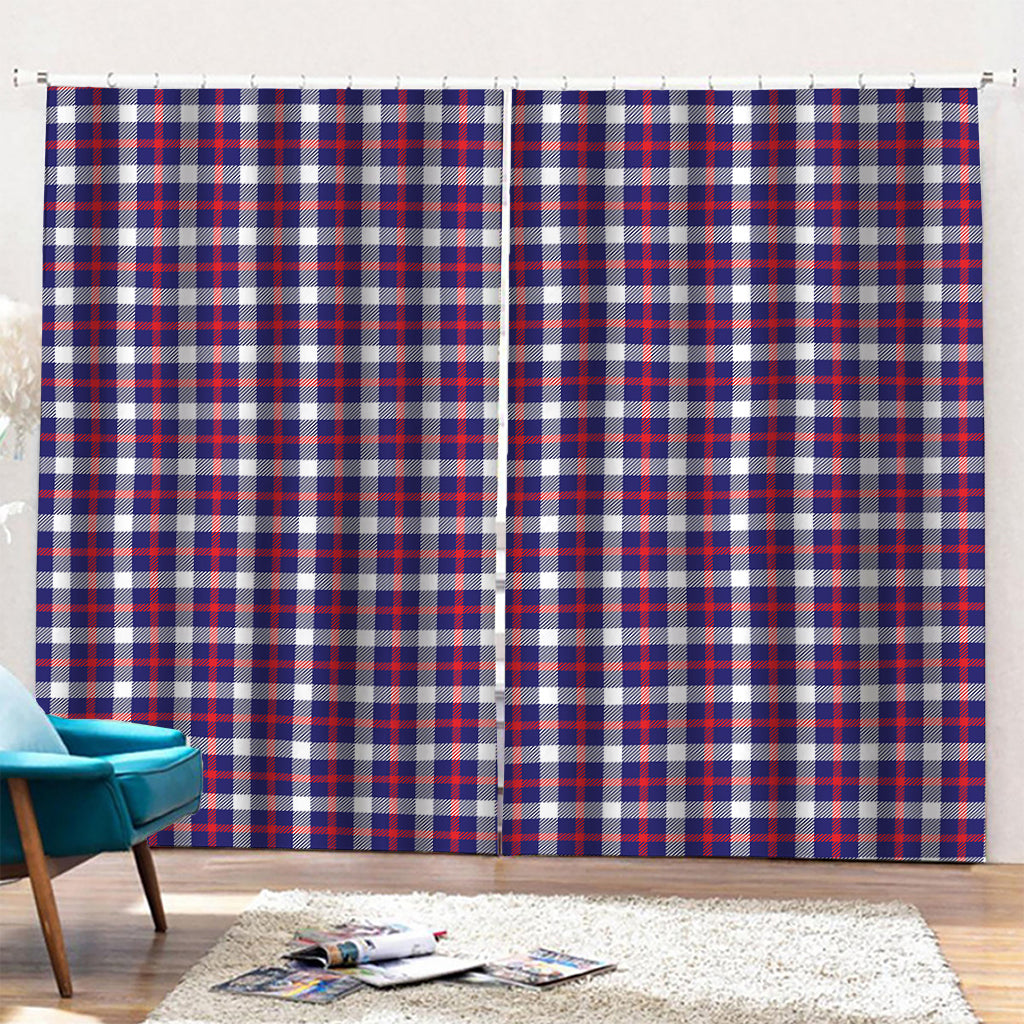 American Patriotic Plaid Print Pencil Pleat Curtains