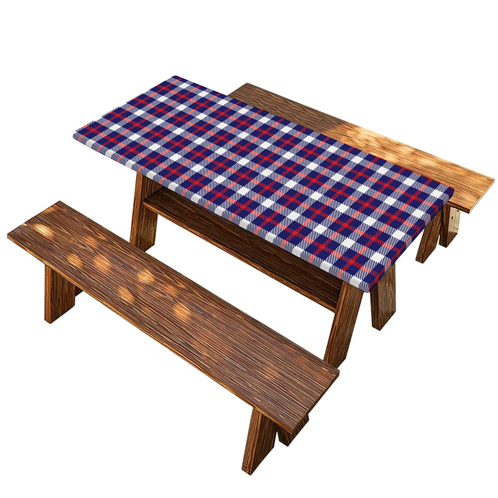 American Patriotic Plaid Print Picnic Table Cover