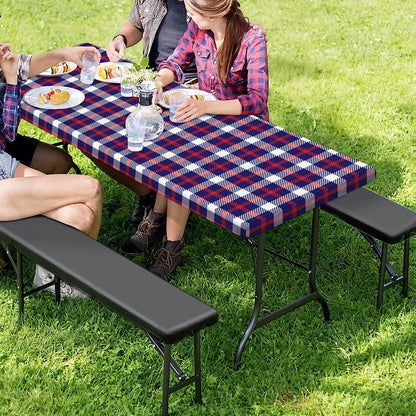 American Patriotic Plaid Print Picnic Table Cover