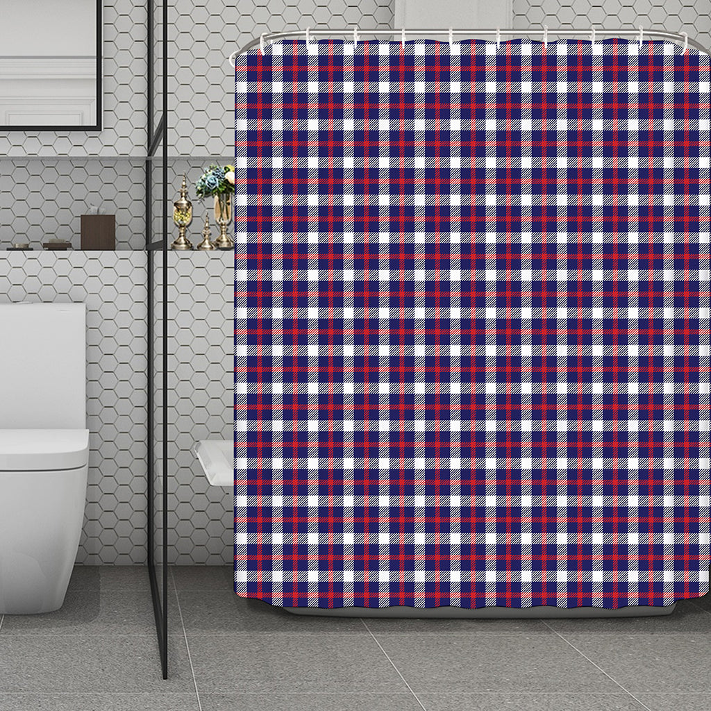 American Patriotic Plaid Print Polyester Shower Curtain
