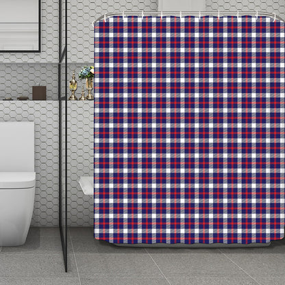 American Patriotic Plaid Print Polyester Shower Curtain