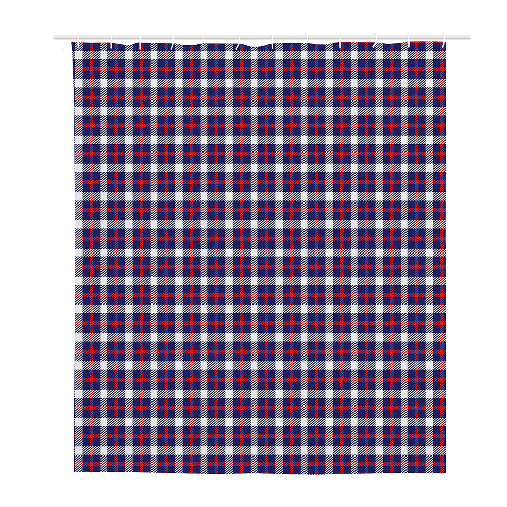 American Patriotic Plaid Print Polyester Shower Curtain