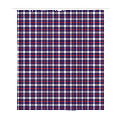 American Patriotic Plaid Print Polyester Shower Curtain