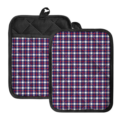 American Patriotic Plaid Print Pot Holders With Pocket