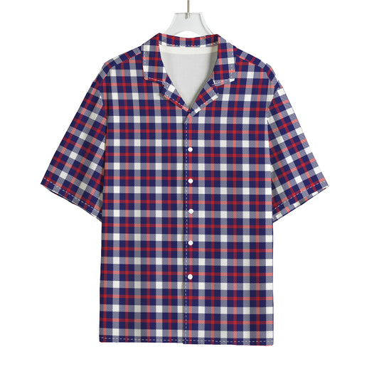 American Patriotic Plaid Print Rayon Hawaiian Shirt
