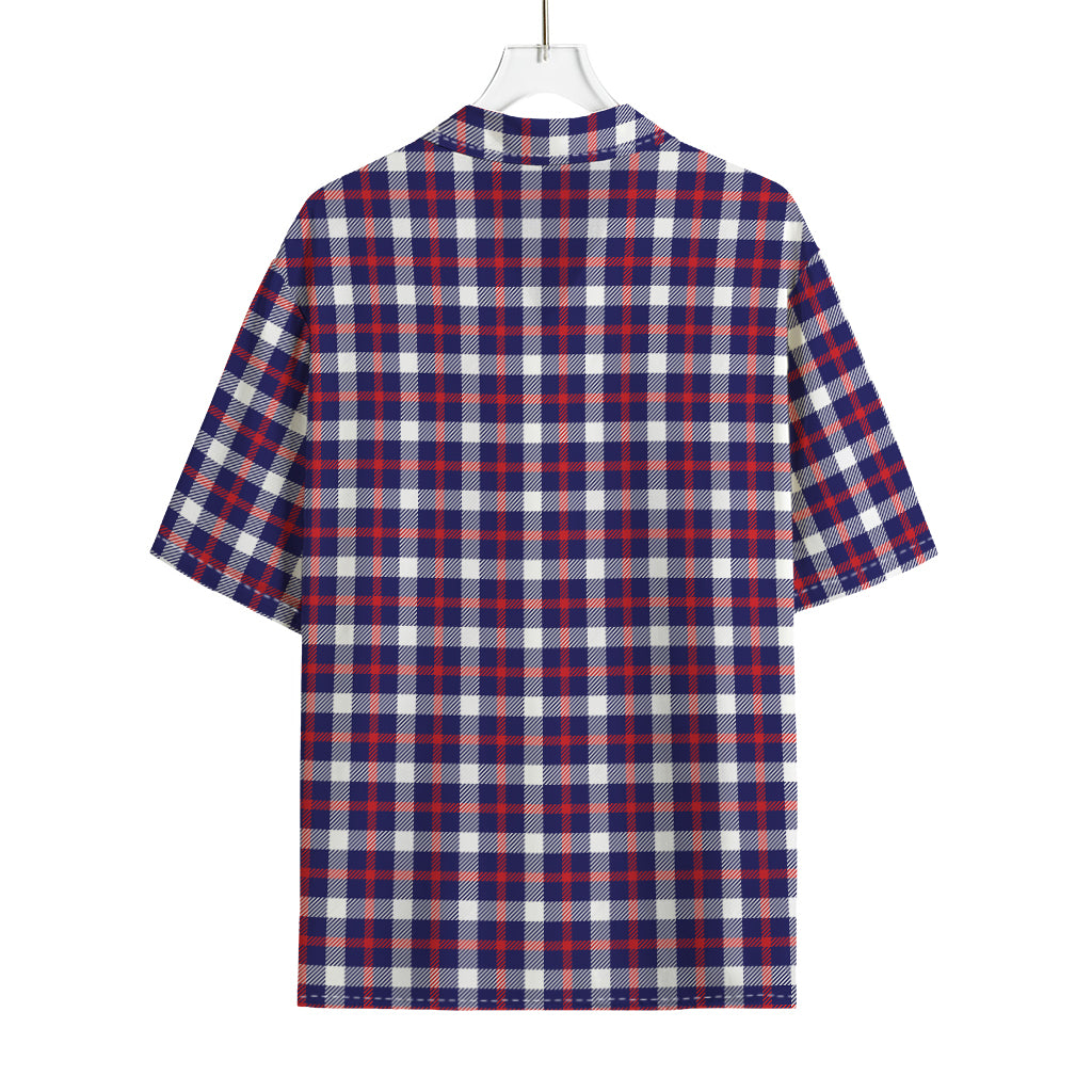 American Patriotic Plaid Print Rayon Hawaiian Shirt