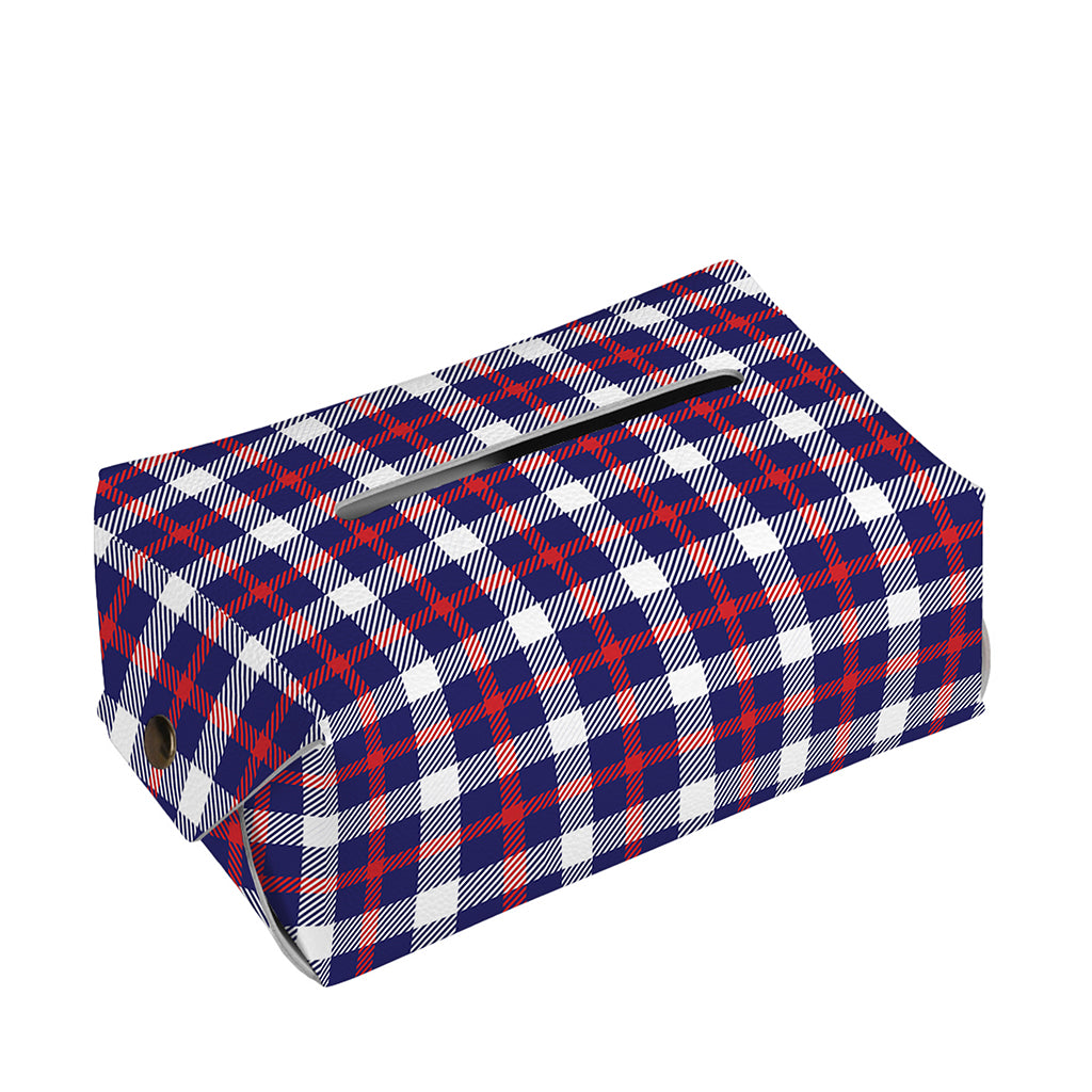 American Patriotic Plaid Print Rectangle Tissue Box Cover