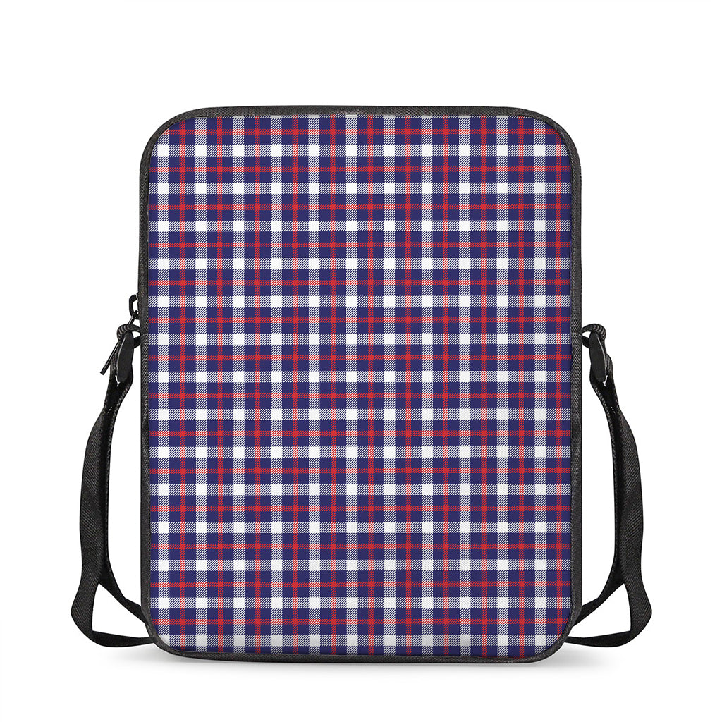 American Patriotic Plaid Print Rectangular Crossbody Bag