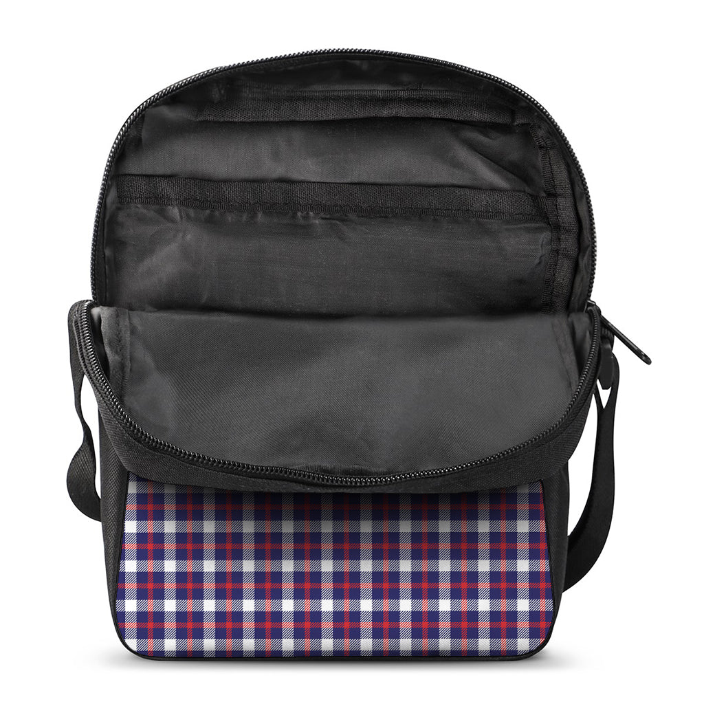 American Patriotic Plaid Print Rectangular Crossbody Bag