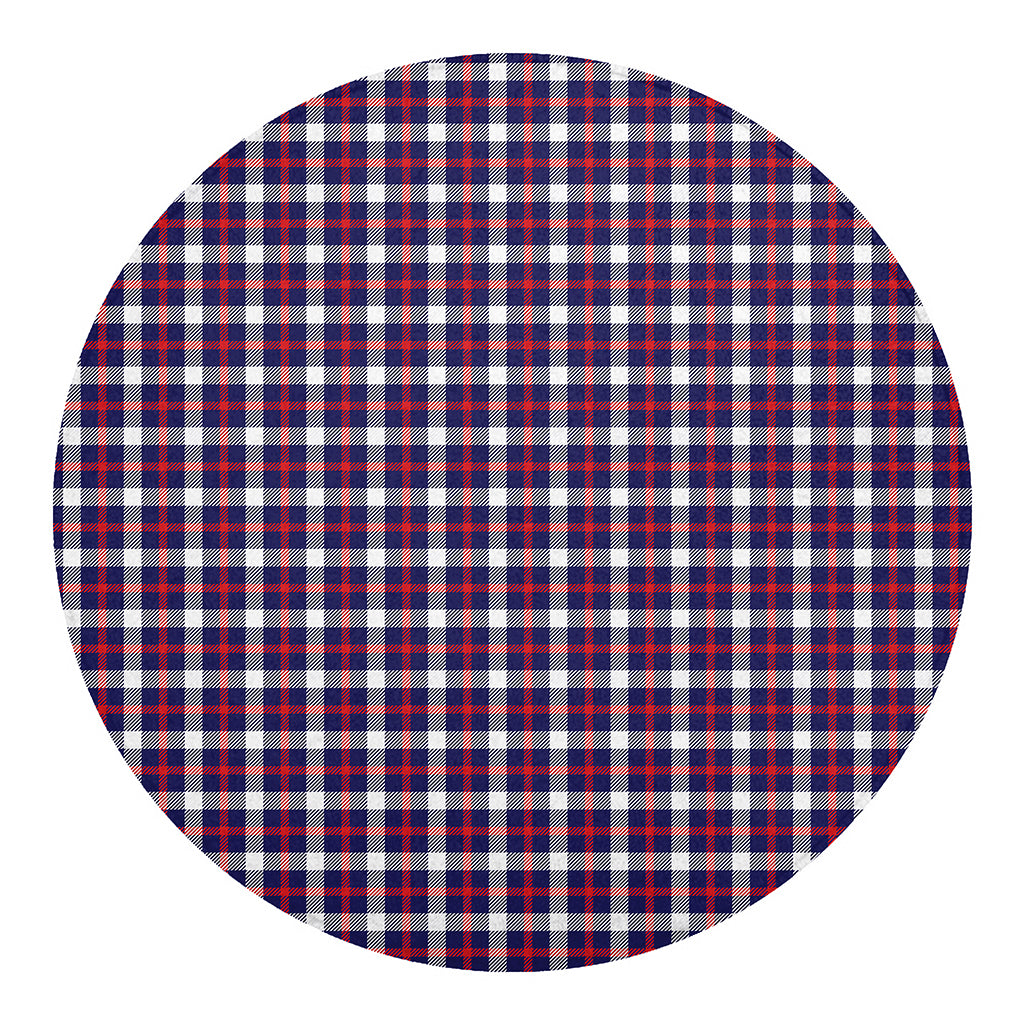 American Patriotic Plaid Print Round Blanket