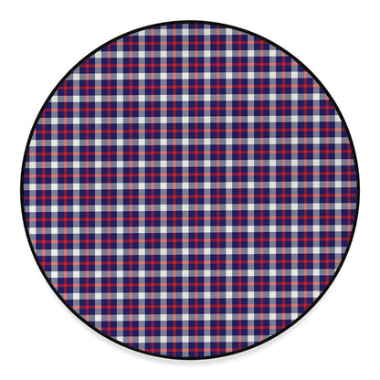 American Patriotic Plaid Print Round Floor Mat