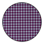 American Patriotic Plaid Print Round Floor Mat