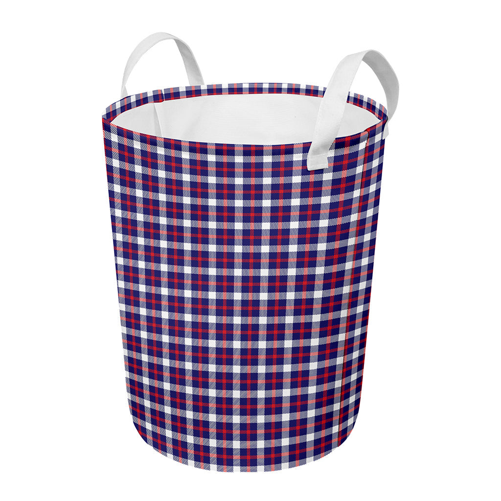 American Patriotic Plaid Print Round Laundry Basket