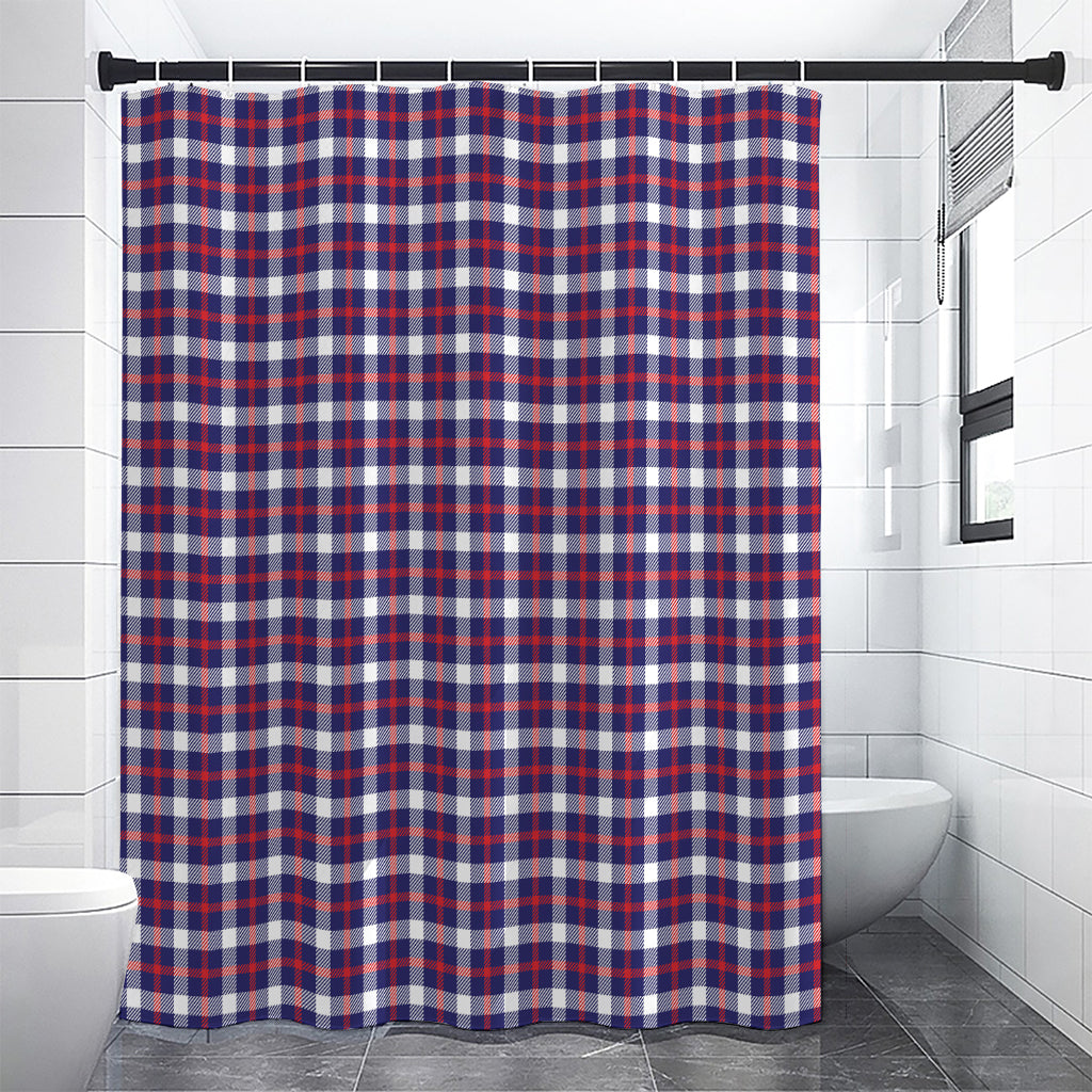 American Patriotic Plaid Print Shower Curtain