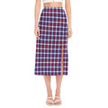 American Patriotic Plaid Print Side Slit Midi Skirt